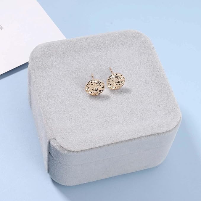 Boho Disc Coin Studs Earrings Gold Hammered Coin Earrings Tiny Circle Earrings Studs Minimalist Geometric Earrings for Women and Girls Gifts-BrightBean Baby