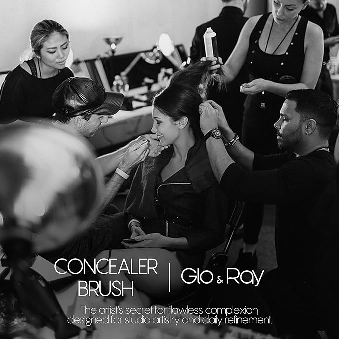 GLO&RAY Angled Concealer Brush with Cap – Flat Top Synthetic Makeup Brush for Under Eye, Spot Coverage, Travel Size Concealer Blending Tool for Liquid & Cream Application (Pink)-BrightBean Baby