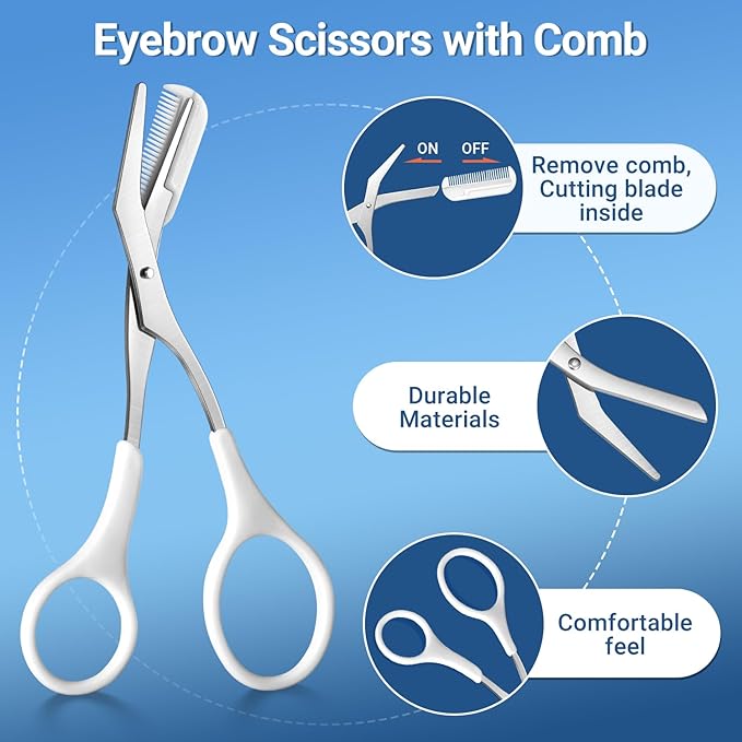 TsMADDTs Tweezers for Women Facial Hair, 8 in 1 Eyebrow Kit with Tweezers, Scissors, Razor, Brush with Travel Bag, Eyebrow Shaping Kit-BrightBean Baby