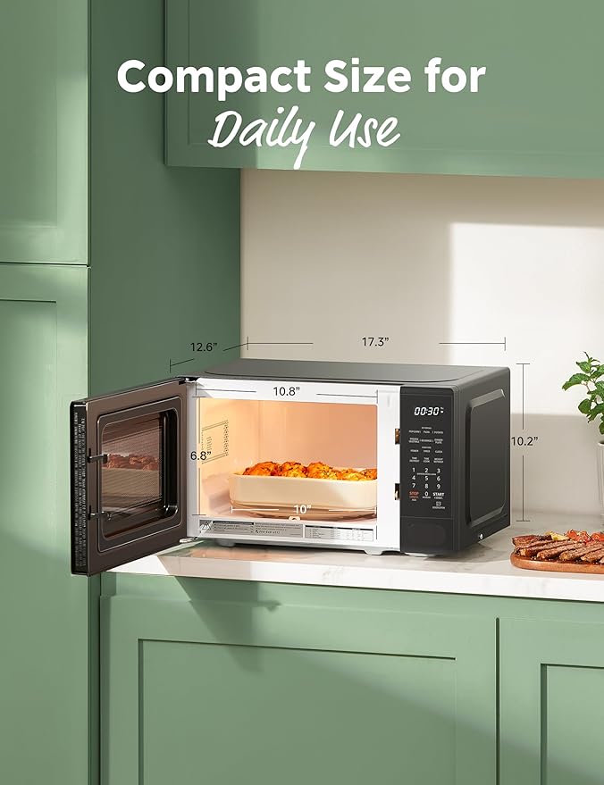 COMFEE CMO-C20M1WB Countertop Microwave Oven, 0.7 cu.ft Small Microwave with 11 power levels,Turntable Reset Function, Speedy Cooking, Weight/Time Defrost, Memory function, Children Lock, 700W