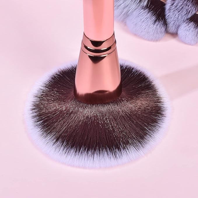 Bueart Design Labeled 30Pcs Professional Deluxe Makeup Brushes set with Extra large holder case for Foundation Face Blending Blush Concealers Eyeshadow-BrightBean Baby