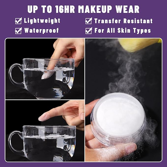 UCANBEMAKUP Long Lasting Makeup Setting Spray Kit- 6.76 Fl oz Hydrating Matte Finish Mist Lightweight Face Make up Fixer +Translucent Loose Setting Powder+2PC Sponge Puff Set-BrightBean Baby