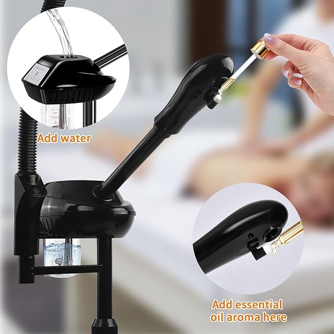 Facial Steamer for Ozone Humidifier Atomizer Attach 5× Magnifier and Light, Professional Face Steamer Clean Skin Firming Pores and Moisturizing Suitable for a Beauty, Spa, at Home-BrightBean Baby