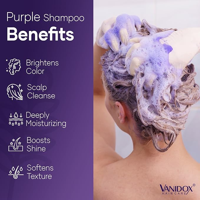 Brass Toning Purple Shampoo for Grey and Silver Hair, Infused with Purple Pigment, Sulfate Free Shampoo for Gray and Silver Hair (16 fl oz)-BrightBean Baby