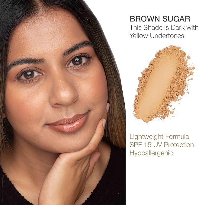 bellapierre Compact Mineral Foundation SPF 15 | Vegan & Cruelty Free Natural Makeup | Full Coverage Matte Foundation | Hypoallergenic | Oil & Talc Free - 0.35 Oz - Brown Sugar-BrightBean Baby