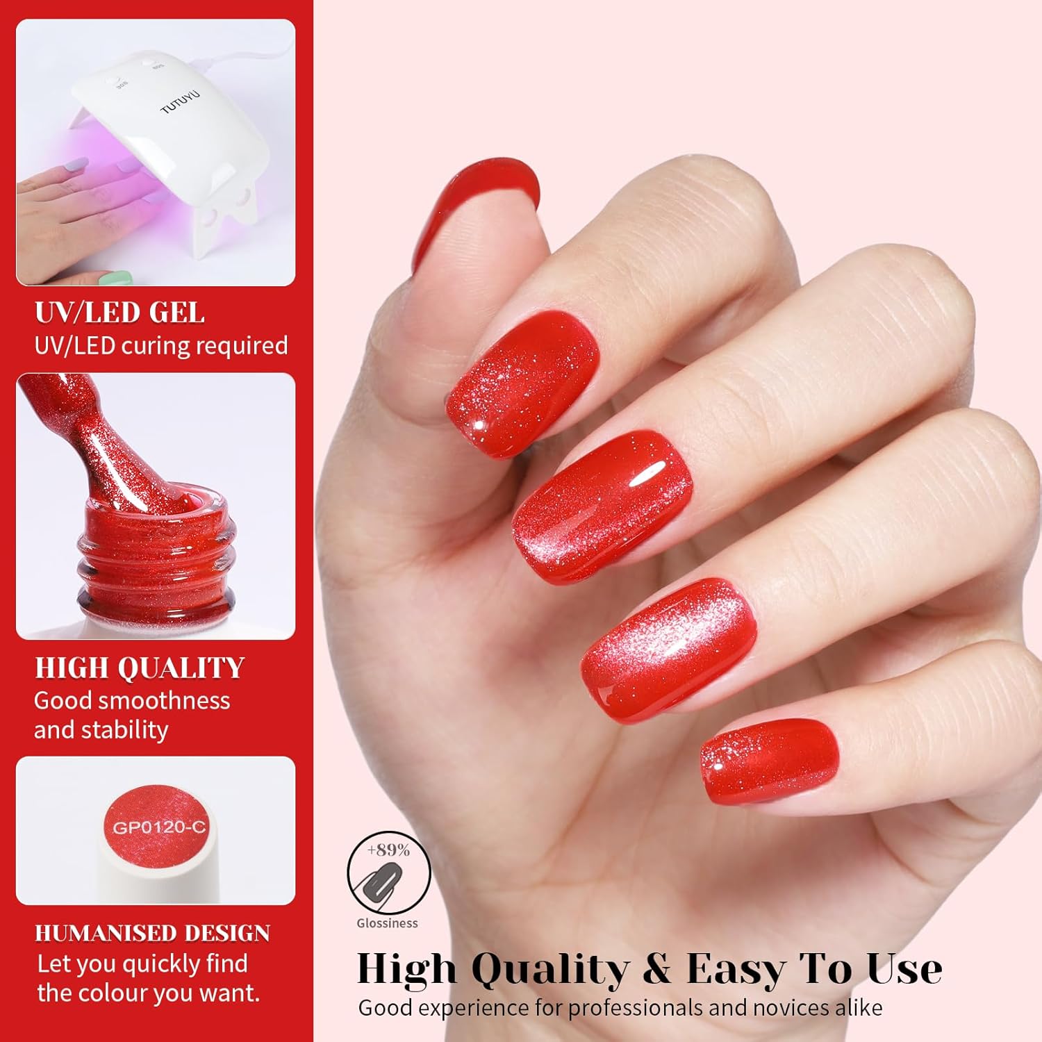 Red Cat Eye Gel Nail Polish - Perfect for DIY at Home & Ideal Gift for Nail Art Lovers!-BrightBean Baby