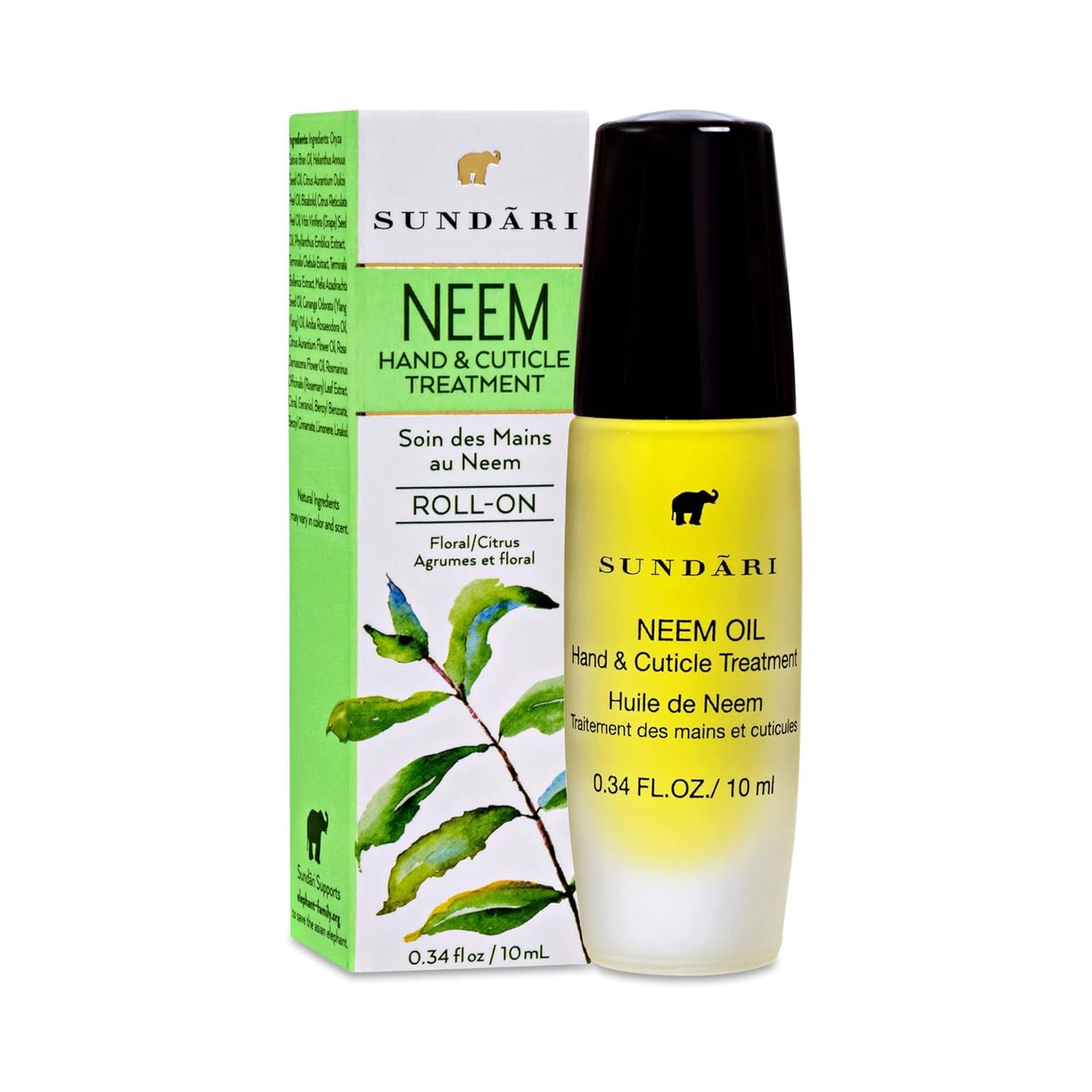 SUNDARI Neem Hand & Cuticle Treatment Oil – 0.34 Fl Oz, Roller for Dry Hands, Nails and Cuticles, Hydrating, Non-Greasy, Pure Plant & Herbal Extracts, Mess-Free Application, Deep Nourishment-BrightBean Baby