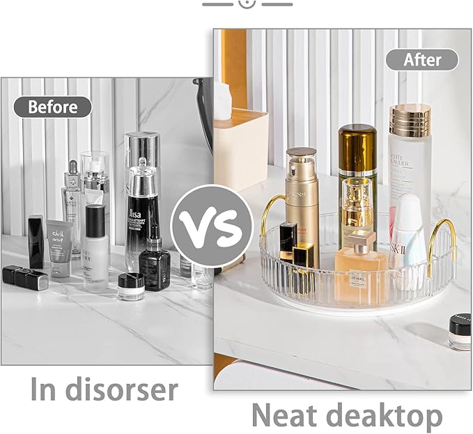Rotating Makeup Organizer for Vanity, High-Capacity Skincare Clear Make Up Storage Perfume Organizers Cosmetic Dresser Organizer Countertop 360 Spinning (Clear, 1 Tier)-BrightBean Baby