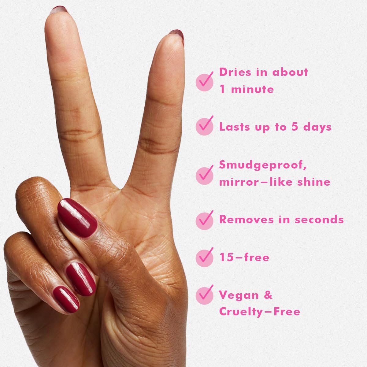 Olive & June Quick Dry Nail Polish | Instant, Fast-Drying, Smudgeproof Color | 15-free, Vegan, Cruelty-Free Formula | Lasts up to 5 Days | Salon-Quality Manicure Pedicure at Home | Cabernet | Wine Red-BrightBean Baby