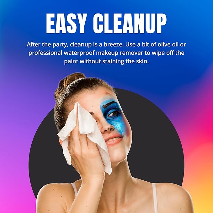 Professional Face Painting Kit - Skin Friendly Face Paint Kit - Cruelty-Free & Vegan Water Based Face Paint Makeup for Theatre, SFX and Halloween- 8 Colors 5g Each - Splashes & Spills (Pearly Colors)-BrightBean Baby