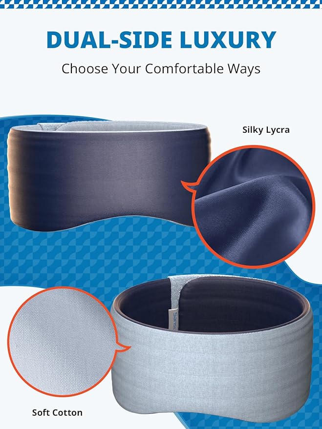 Sleep Mask, Eye Mask for Sleeping, Upgrade Ultra-Soft Blackout Eye Cover for Women Men, Wider Adjustable Strap for Side Sleeper, Travel, Nap, Yoga, Relief Eye, Navy Blue-BrightBean Baby