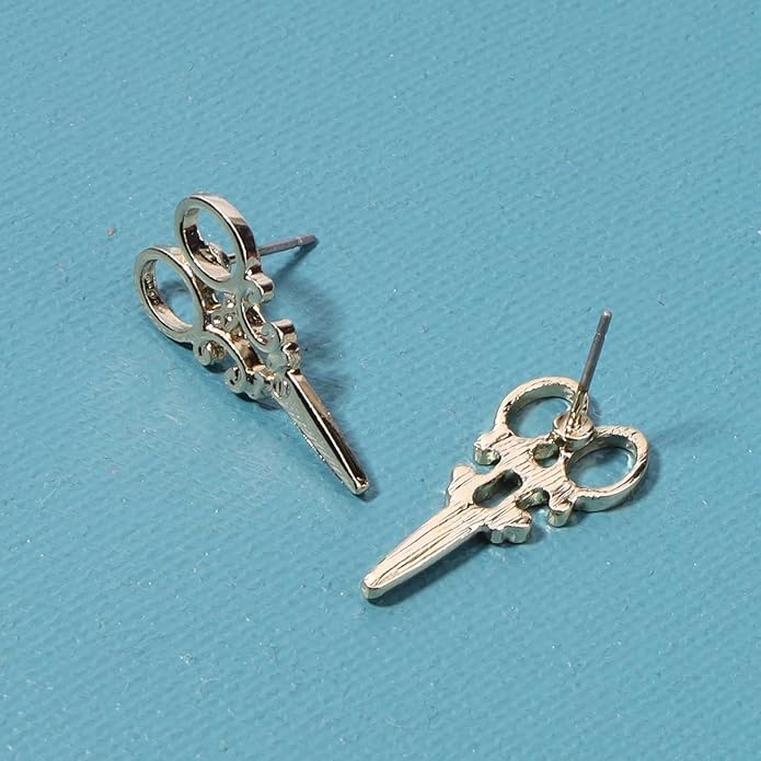 Punk Scissors Stud Earrings Gold Barber Earrings Minimalist Petite Earrings Personalized Earrings for Women and Girls Hair Stylist Gifts-BrightBean Baby