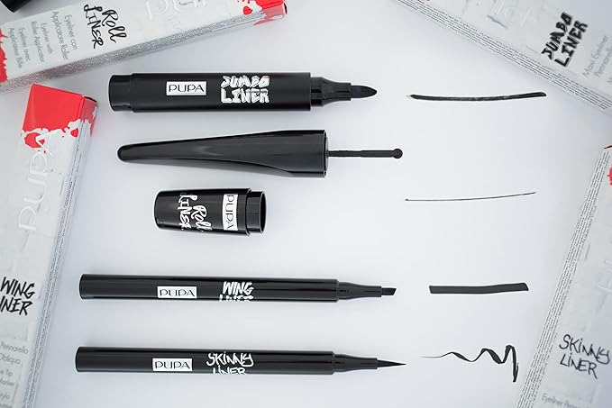 PUPA Milano Vamp! All In One And Skinny Liner Set - Volume Mascara And Ultra-Slim Eyeliner Pen - Naturally Formulated To Lengthen And Strengthen Lashes - Beautiful Gold Handbag - 3 Pc Mascara Kit-BrightBean Baby