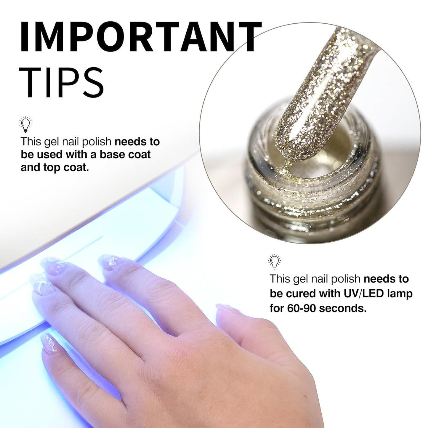 CANNI Champagne Gold Glitter Gel Polish – 9ML Sparkly Soak-Off UV/LED Gel Nail Polish, Shiny Metallic Finish for French Manicure, DIY or Salon Use-BrightBean Baby