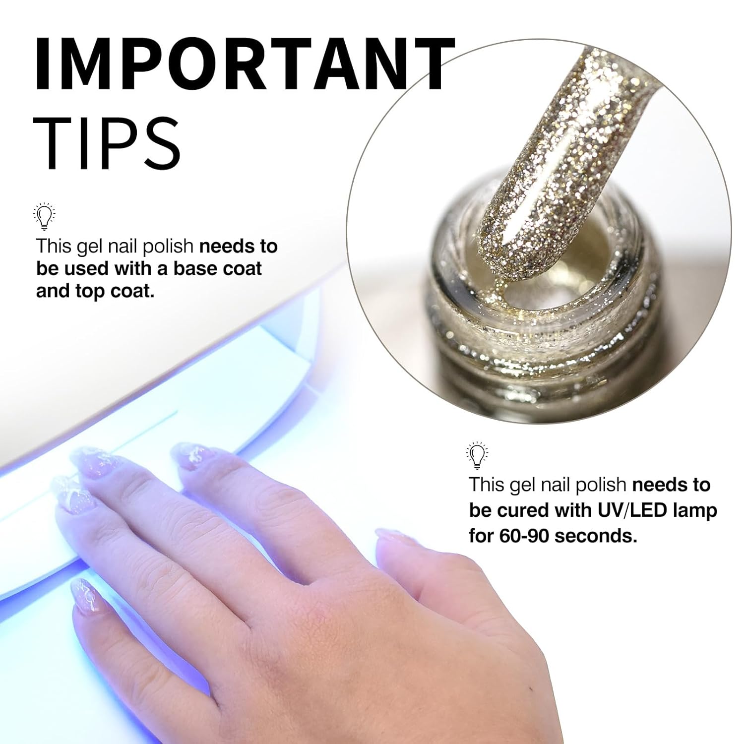 CANNI Champagne Gold Glitter Gel Polish – 9ML Sparkly Soak-Off UV/LED Gel Nail Polish, Shiny Metallic Finish for French Manicure, DIY or Salon Use-BrightBean Baby