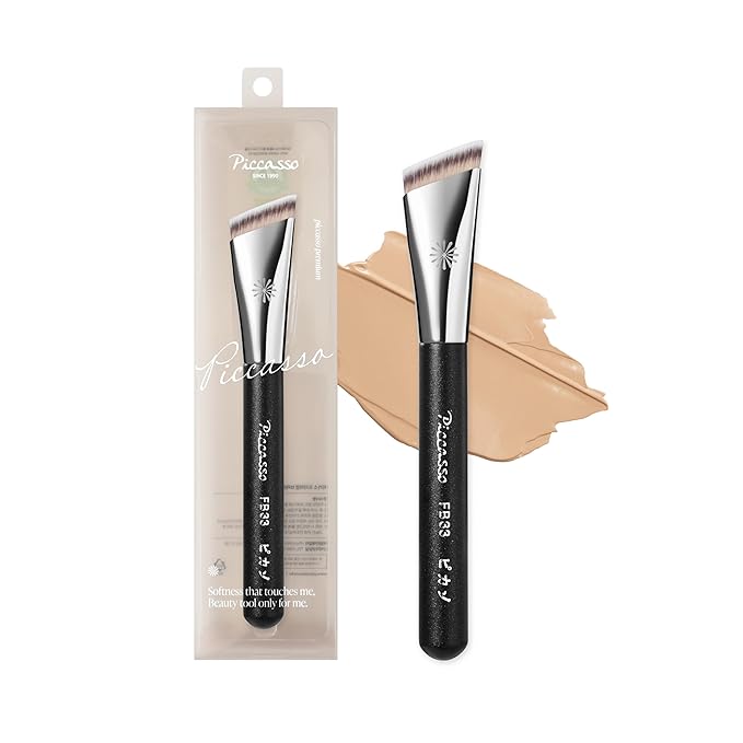 Piccasso FB33 Foundation Brush – Tapping Cover Brush for Liquid & Cream Foundation, Fills Pores with Soft Bristles for Smooth and Flawless Face Makeup, Professional Korean Beauty Tool-BrightBean Baby