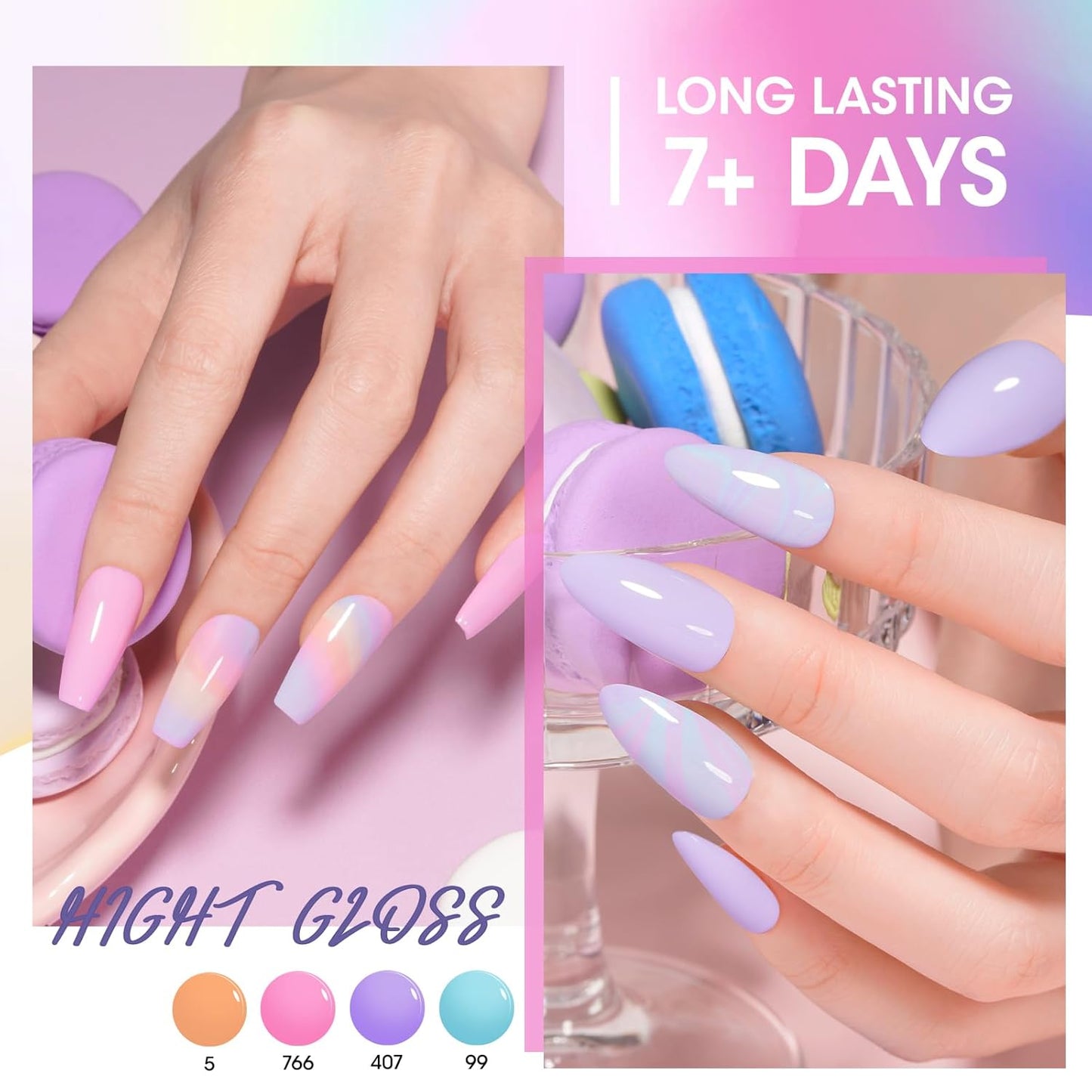 Gellen Pastel Regular Nail Polish Non Gel, Fast Air Drying Spring Summer Nail Polish No UV Light Needed Macaron 6 Colors Nude Pink Purple Blue Green Yellow Set for Women Manicure Home Salon, Hema Free-BrightBean Baby