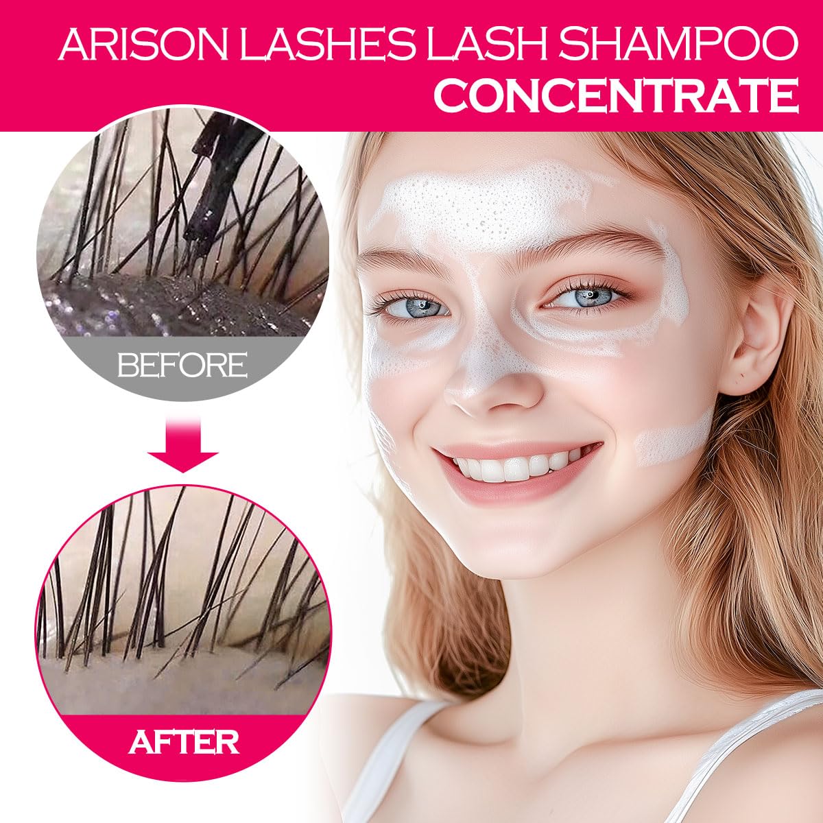 ARISON LASHES Lash Shampoo Concentrate for Lash Extensions 100ML Eyelash Cleanser Concentrate Oil-Free Eyelash Extension Shampoo with Salon Home Care(Rose)-BrightBean Baby