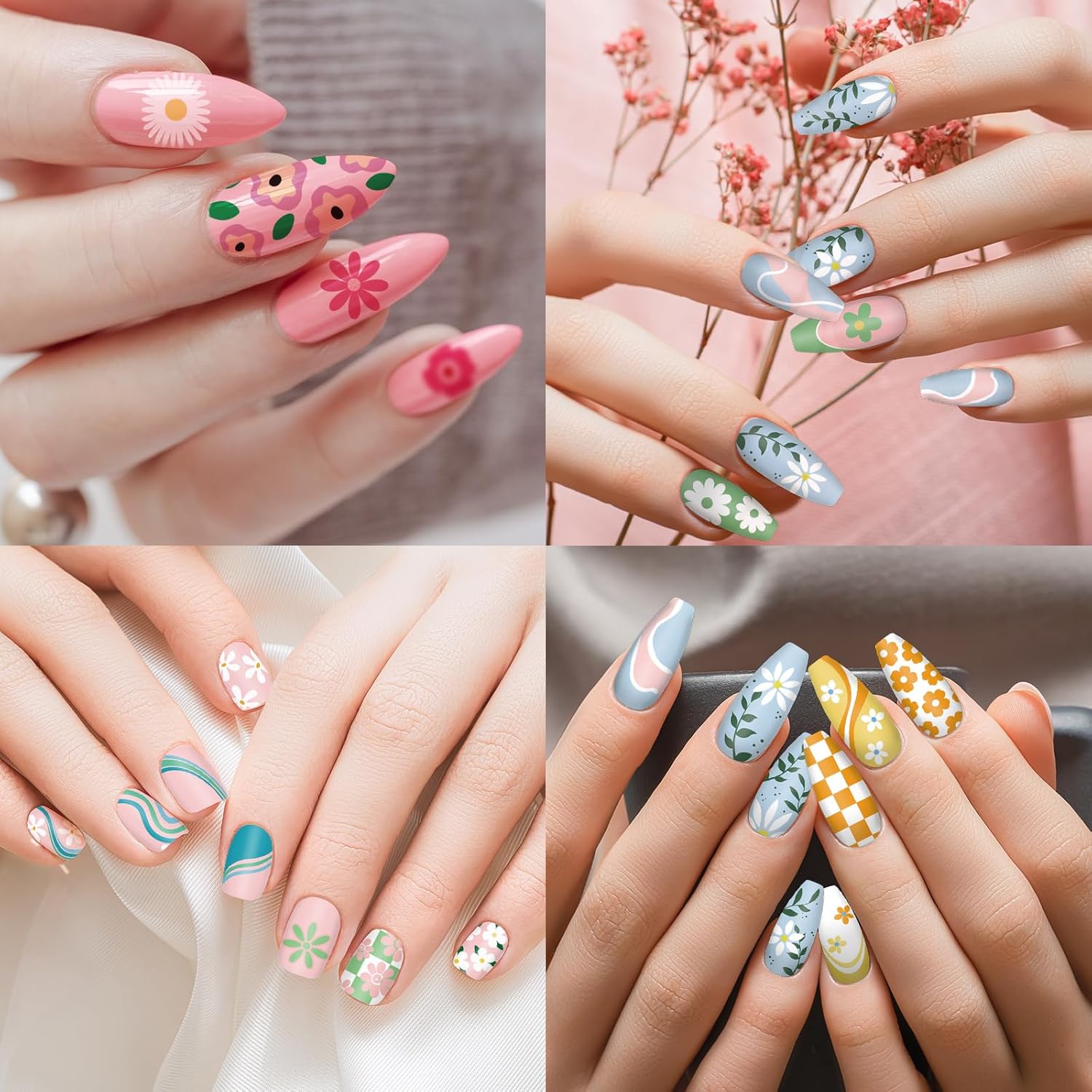 Whaline 6Pcs Simple Floral Nail Plates Stamping Set Flower Leaves Stamp Templates Nail Art Plates for DIY Print Manicure Salon Design Gift-BrightBean Baby