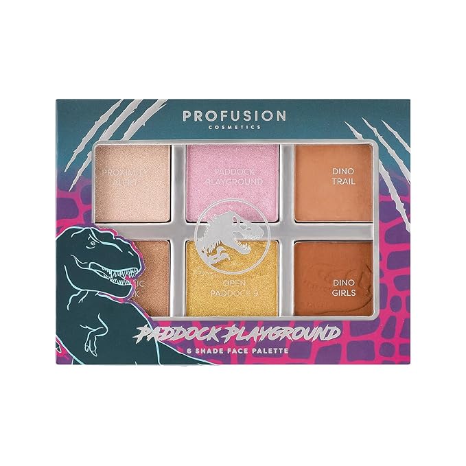 Profusion Cosmetics Jurassic Paddock Playground 6 Shade Face Palette, Achieve Stunning Look with Effortless Luminosity for Radiant and Glamorous Finish-BrightBean Baby