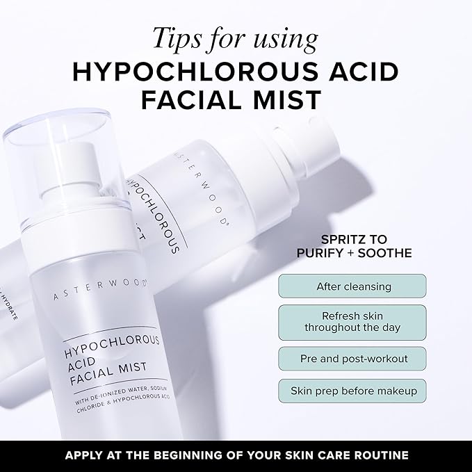 Asterwood Hypochlorous Acid Spray for Face - Targets Acne, Redness, Irritation - Multi-Purpose Skin Repair - Antibacterial, Antimicrobial - After Gym/Post-Workout Facial Mist - 4 Fl Oz-BrightBean Baby