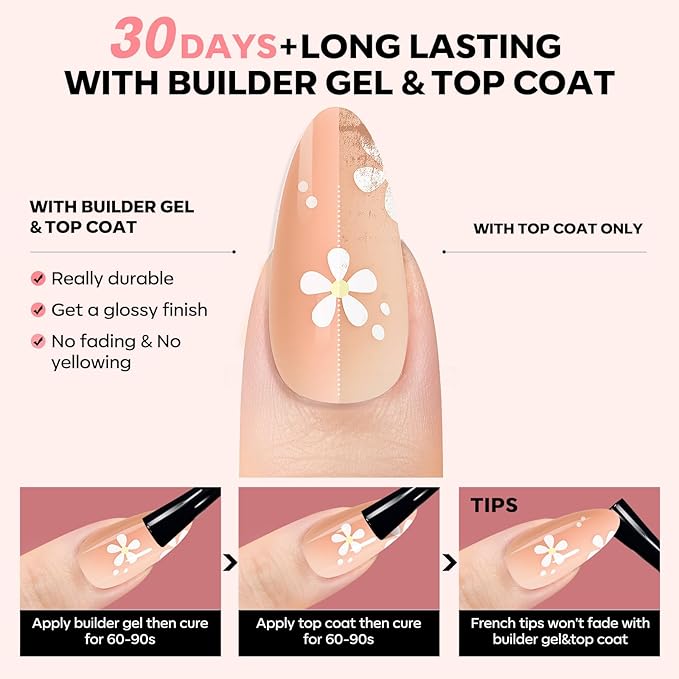 modelones Press on Nails, 150 Pcs French Tip Press on Nails, NailBoxie Brown Almond Shape Nail Tips, Natural Salon Finish Fake Nails, Ideal for Wedding, Party, Daily DIY Nail, 15 Sizes-BrightBean Baby