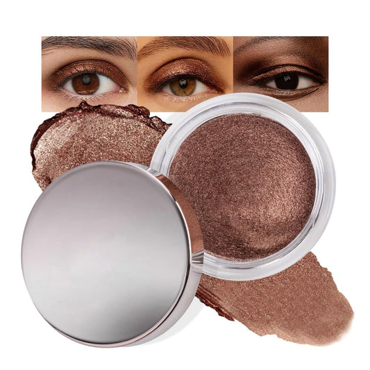Cream Glitter Brown Shimmer Metallic Eyeshadow Palette Makeup, Natural Single Mini Instant Holographic Eyeshadow For Women, Sombras Crema Para Ojos, Talc, Paraben & Cruelty Free-BrightBean Baby