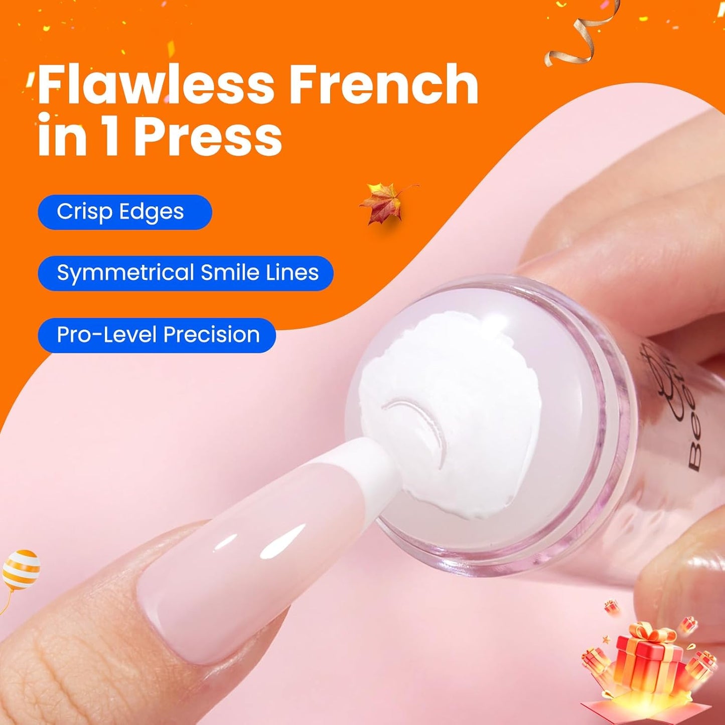 Beetles Nail Stamp 3Pcs Silicone French Tip Nail Stamp Kit with Replacement Nail Stamper Heads and Scrapers Soft Silicone Nail Printing Tool for Home Manicure Diy Nail Art Salon Gifts for Girls-BrightBean Baby