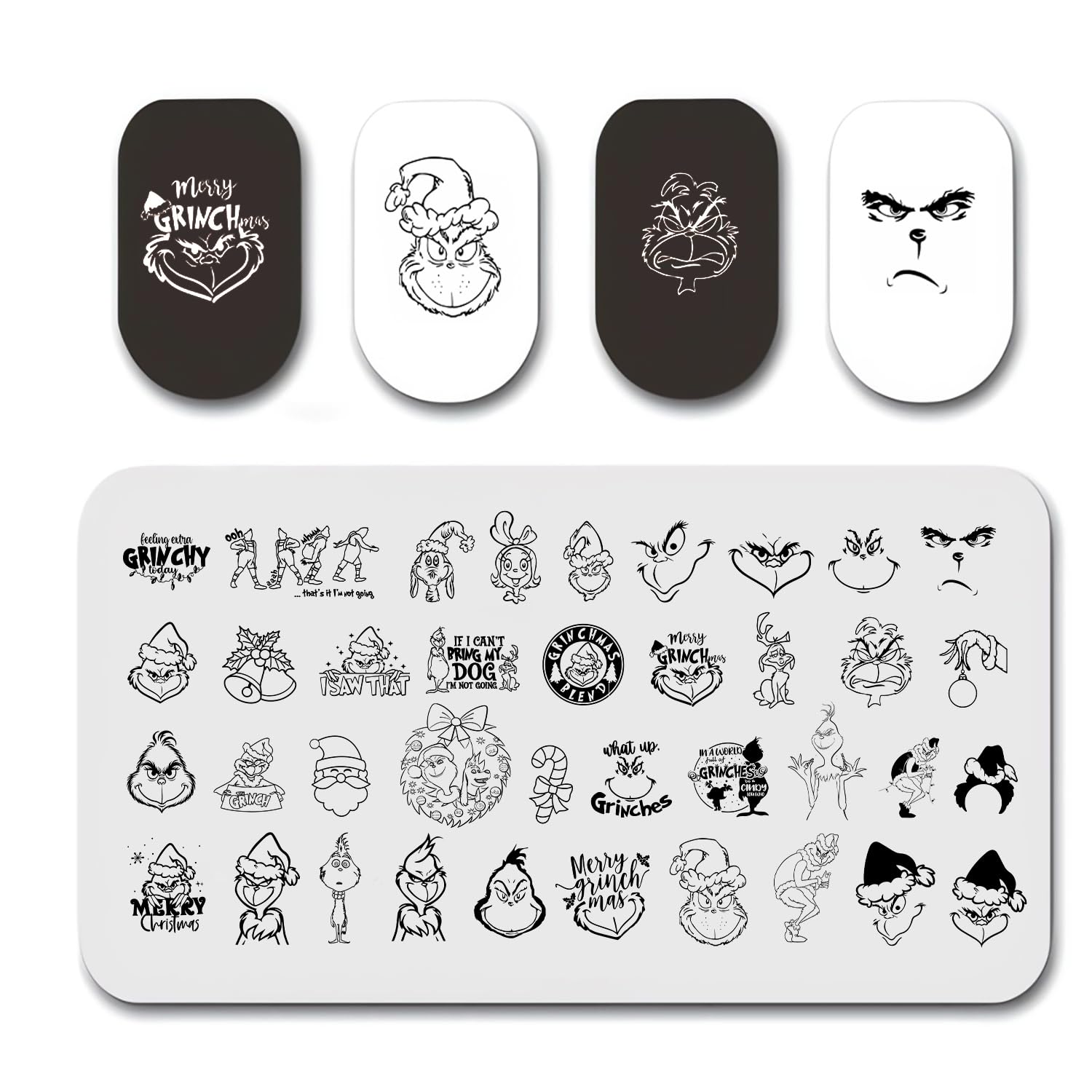 1 Christmas Nail Stamping Plates Green Monster Winter Santa Claus Designs Nails Stamping Kit Holiday Nail Stamping Plate Xmas Nail Stamper Kit for Women Girls DIY Salon Manicure-BrightBean Baby