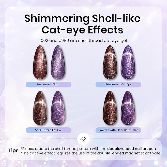 Beetles Pearl Gel Nail Polish Set - Ocean Treasures Gel Polish, 20 Colors Glitter Cat Eye Pink Red Mermaid Swirl Thread Effect Soak off Nail Gel for DIY Manicure Gift for Women-BrightBean Baby