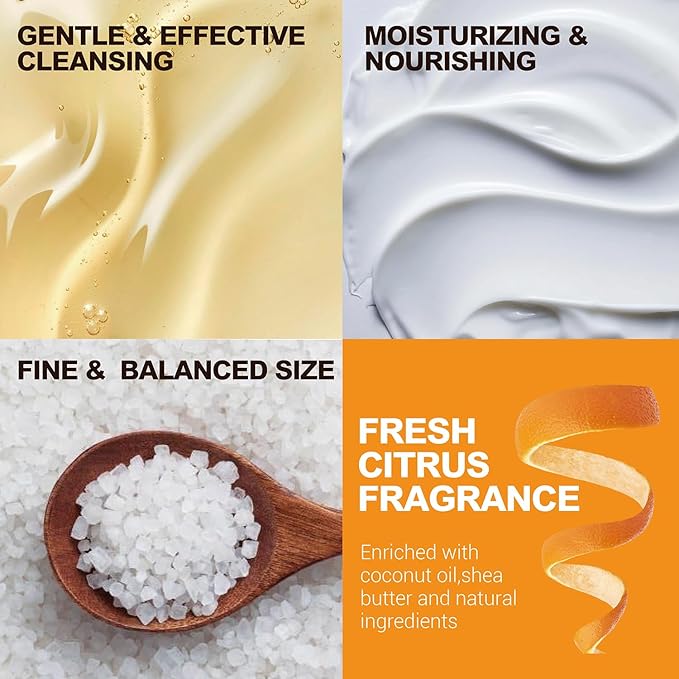 Body & Earth Gift Baskets for Men Bath Set Citrus Scented Bath and Body Gift Set with Body Lotion, Face Wash, Shower Gel, Bubble Bath, Loofah, Birthday Fathers Day Gifts-BrightBean Baby