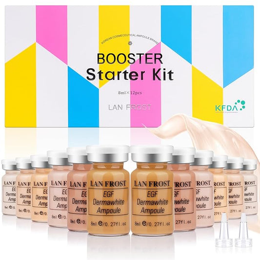 BB Facial Glow Serum Starter Kit Hyaluronic Acid Essence Foundation Skin Care Kit 0.27oz 12 Vials, Combined With Niacinamide and Peptides To Brighten Skin Tone Anti-Aging Foundation 6-Color Mix Pack-BrightBean Baby