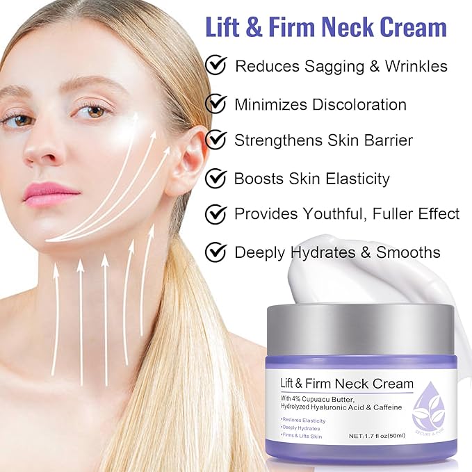 Neck Firming Cream, Neck Cream for Tightening & Neck Lift, Anti-Aging Neck Cream for Wrinkles 1.7 Fl.Oz-BrightBean Baby
