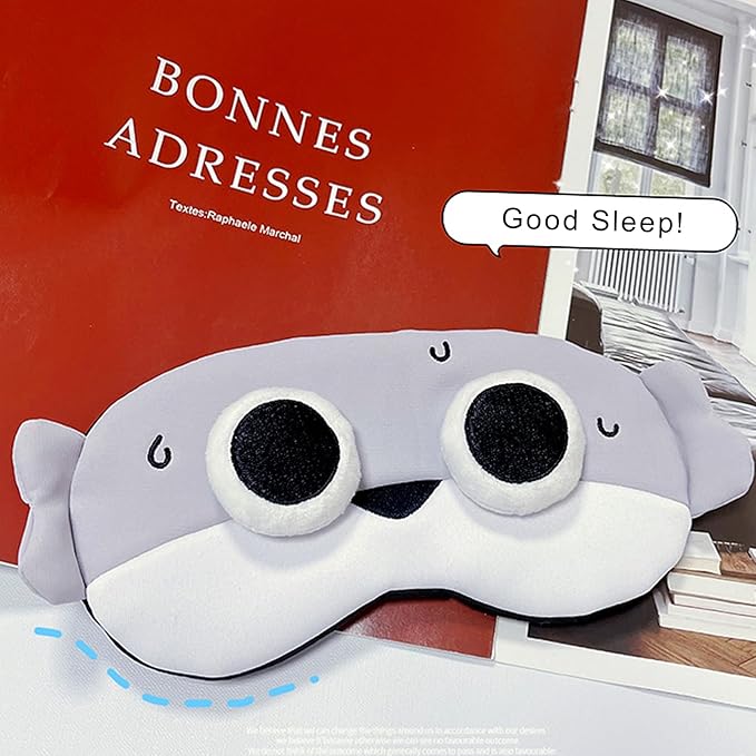 PERFECTSIGHT Fish Sleep Eye Masks, Cute Plush Sleep Eye Cover Lightweight Adjustable Eyeshade Faux Fur Mask Cover for Women Men Kids Sleep Travel Nap, Big Eye Girl, Sacabam-BrightBean Baby