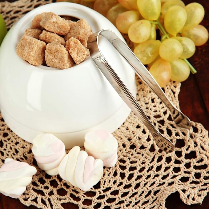 Gejoy 12 Pieces Mini Tongs Stainless Steel Small Sugar Serving Tongs for Charcuterie Board Appetizers Dessert Serving Food Tiny Party Danish Candy(4.3 Inch,Silver)