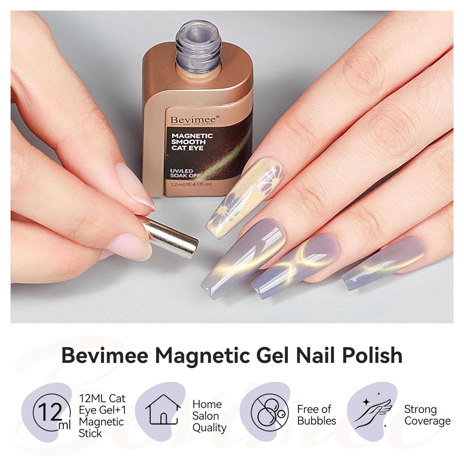 Cat Eye Gel Polish Silver Glass Jelly Magnetic Nail Polish Gel Smoothie Glitter Gloss Shine Holographic Color Velvet UV Gel Polish For Nail Art Manicure DIY At Home 12ml-BrightBean Baby