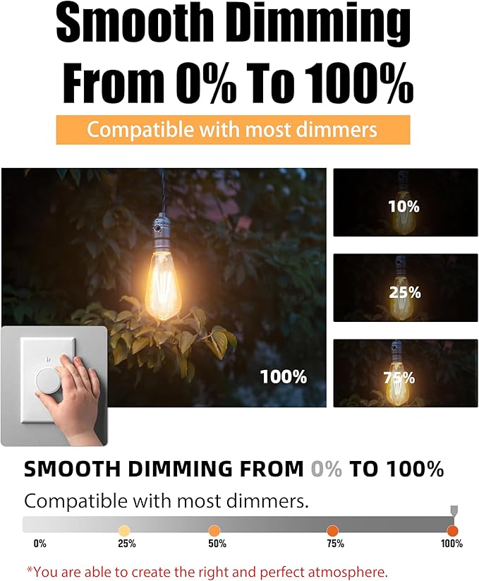 Lumiverse 90 Pack E26 led Bulb 60 watt dimmable Vintage LED Edison Bulbs 5.5W, 60W Equivalent, 2700K Soft White, Antique Style ST19/ST58 LED Light Filament Bulbs, CRI 90+, E26 Base