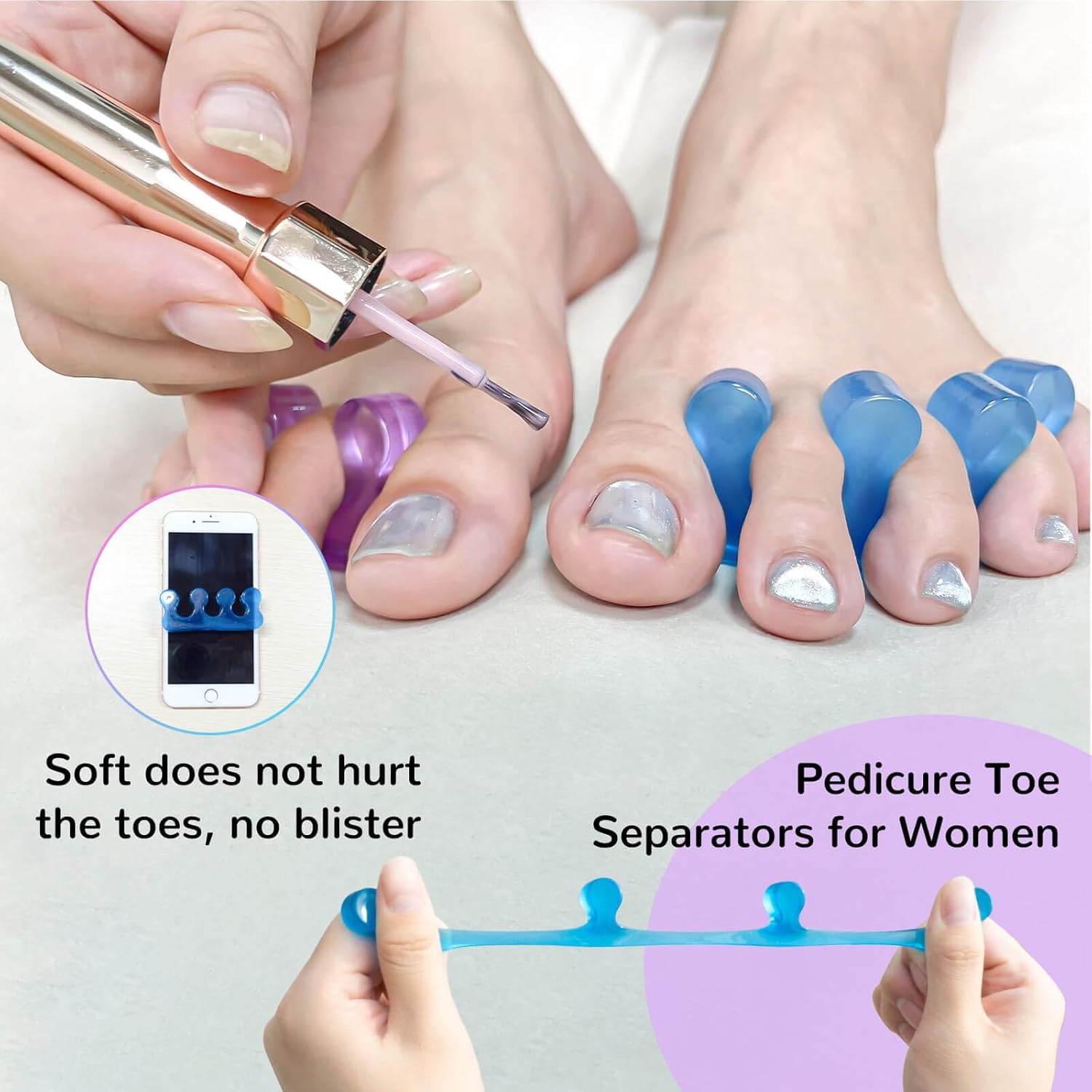 SUNFATT Toe Separators for Pedicure,Toe Separators for Women,Pedicure Toe Spacers for Separating Toenails or Nails,Easy Finger and Toenail Polish Grooming,Soft Gel Toe Spacers Pedicure Kit.-BrightBean Baby