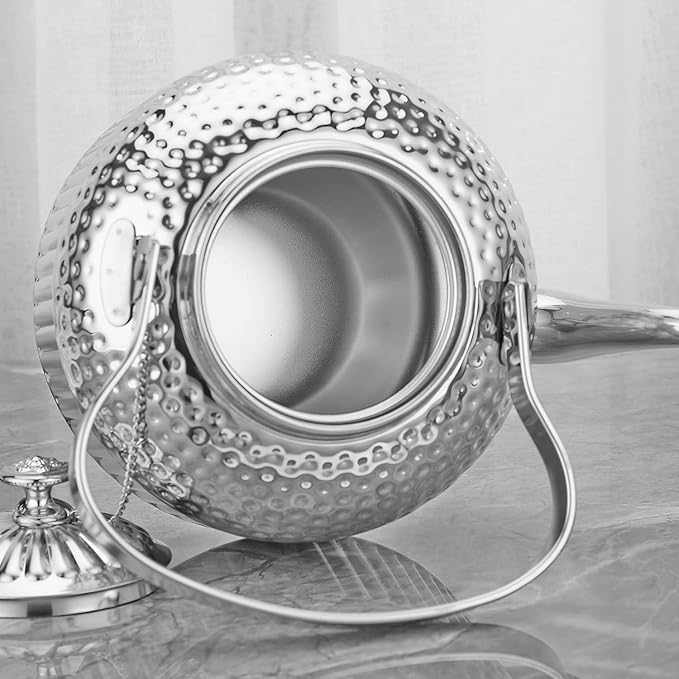 SANQIAHOME Antique 1.2L (40Oz) Stainless Steel Teapot with Infuser Silver