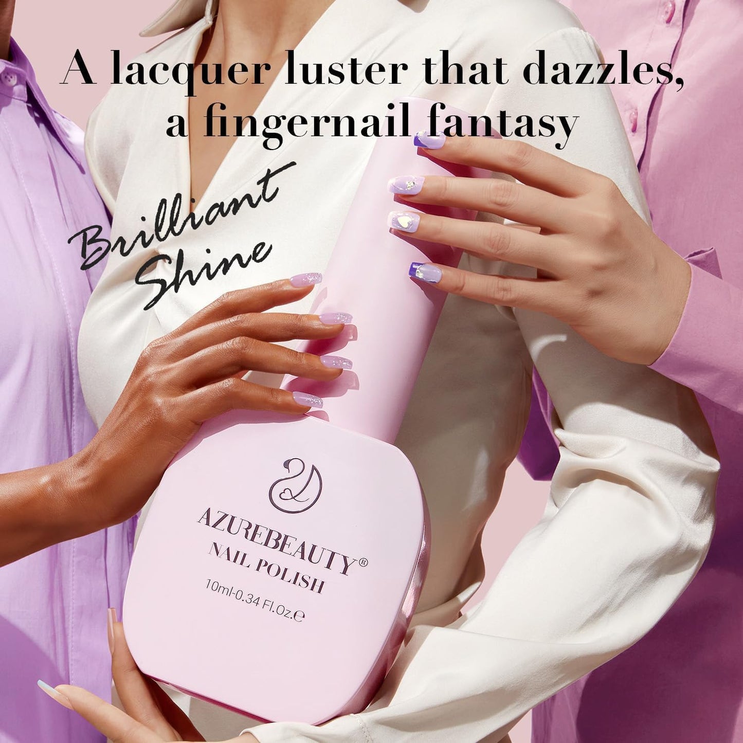 AZUREBEAUTY Nail Polish Set Fast Drying Glitter Pink Purple Spring Summer 4 Colors Lilac Nail Polish Natural Nail Lacquer Fingernail Kit with Top Coat DIY Salon Home-BrightBean Baby