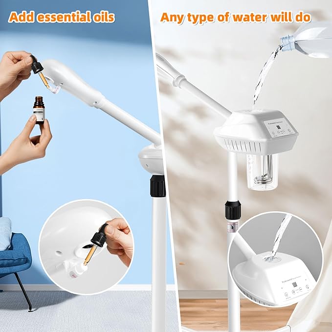 Professional Facial Steamer, Face Steamer on Wheels, SPA Ozone Steamer, Standing Face Steamer for Spa, Salon and at Home Use-BrightBean Baby