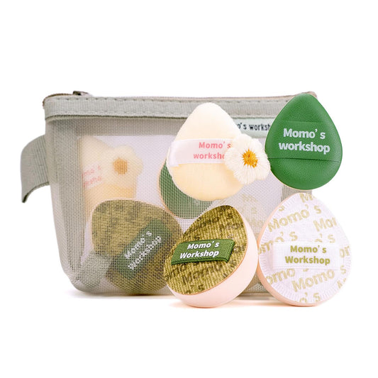 Mini Denim Makeup Sponge Set,Mini Makeup Blenders Sponge for Concealer/Blush/Highlighter, Perfect for Detail Work & Travel,4pcs Green Mini Concealer Puffs with Travel Pouch-BrightBean Baby