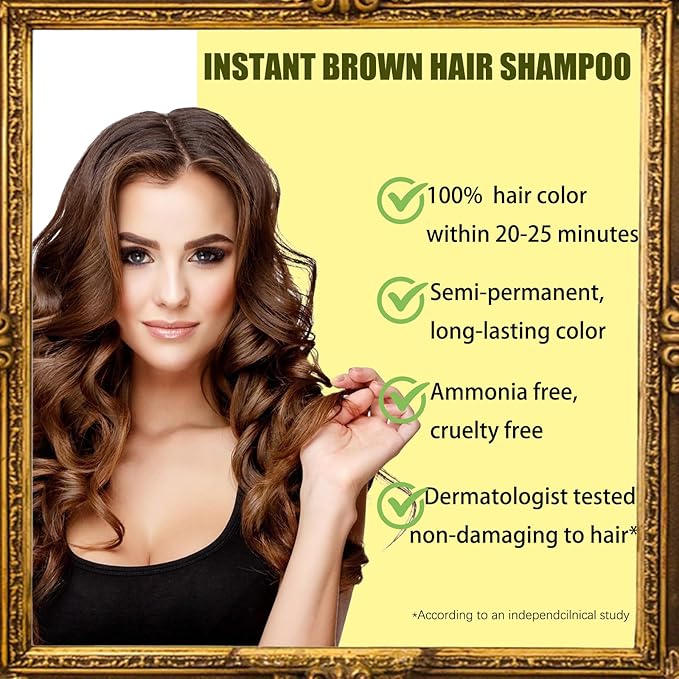 Light Brown Shampoo Para Pintar el Cabello - Instant Hair Dye Shampoo 3 in 1 Refresh Hair Color, Herbal Shampoo Hair Dye for Women Men, Easy to Use & Long Lasting Hair Color Shampoo 16.90 oz-BrightBean Baby