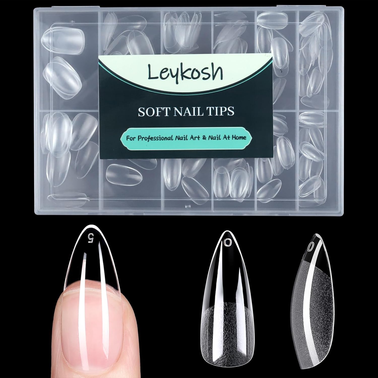 Long Stiletto Nail Tips, 216pcs Acrylic Fake Nails Gel Nail Tips Soft, Full Cover Pre-Shaped Matte Clear Press on Nails for Extension, Diy at Home Manicure 12 Sizes-BrightBean Baby