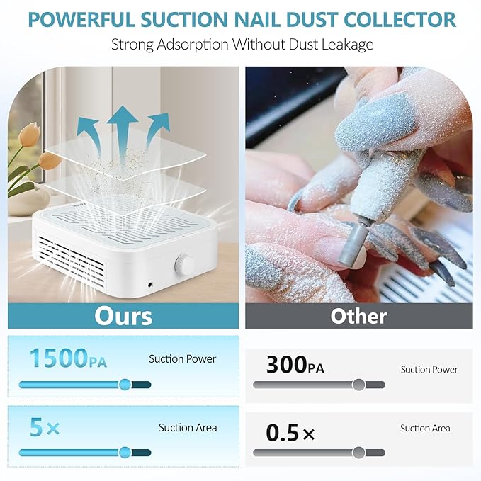 LIONVISON Nail Dust Collector For Salons: Manicure Pedicure Tool for Beginners DIY Nail Tech - Reusable Filter Fan Dust Suction Machine For Home-BrightBean Baby