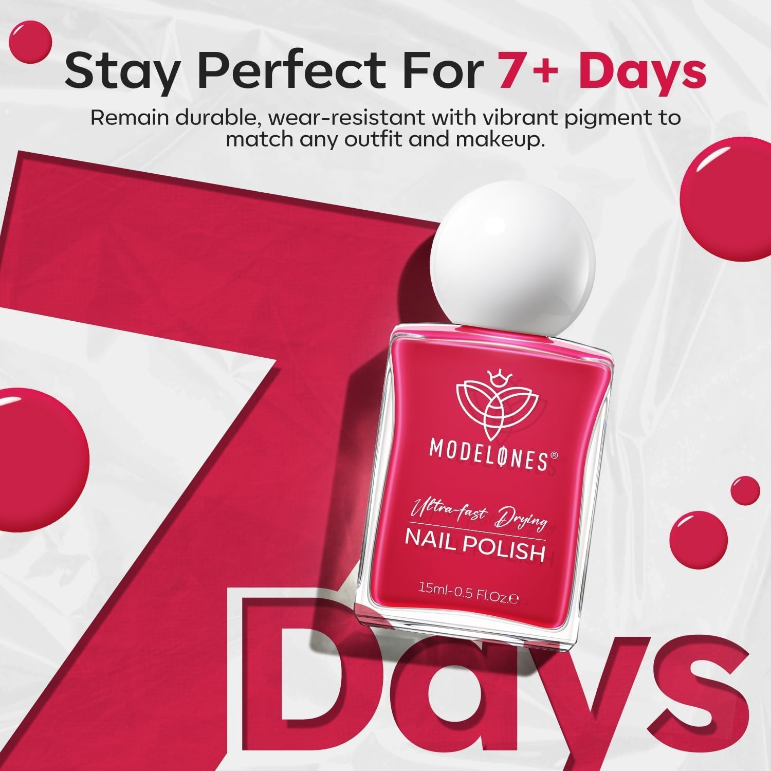 modelones Hot Pink Nail Polish, Magenta Pink 15 ml Quick Dry Nail Lacquer Strengthener Long Last Shine Fingernail Toe Nail Art DIY Home Travel Manicure Gift for Women Girls 0.5 Fl Oz-BrightBean Baby