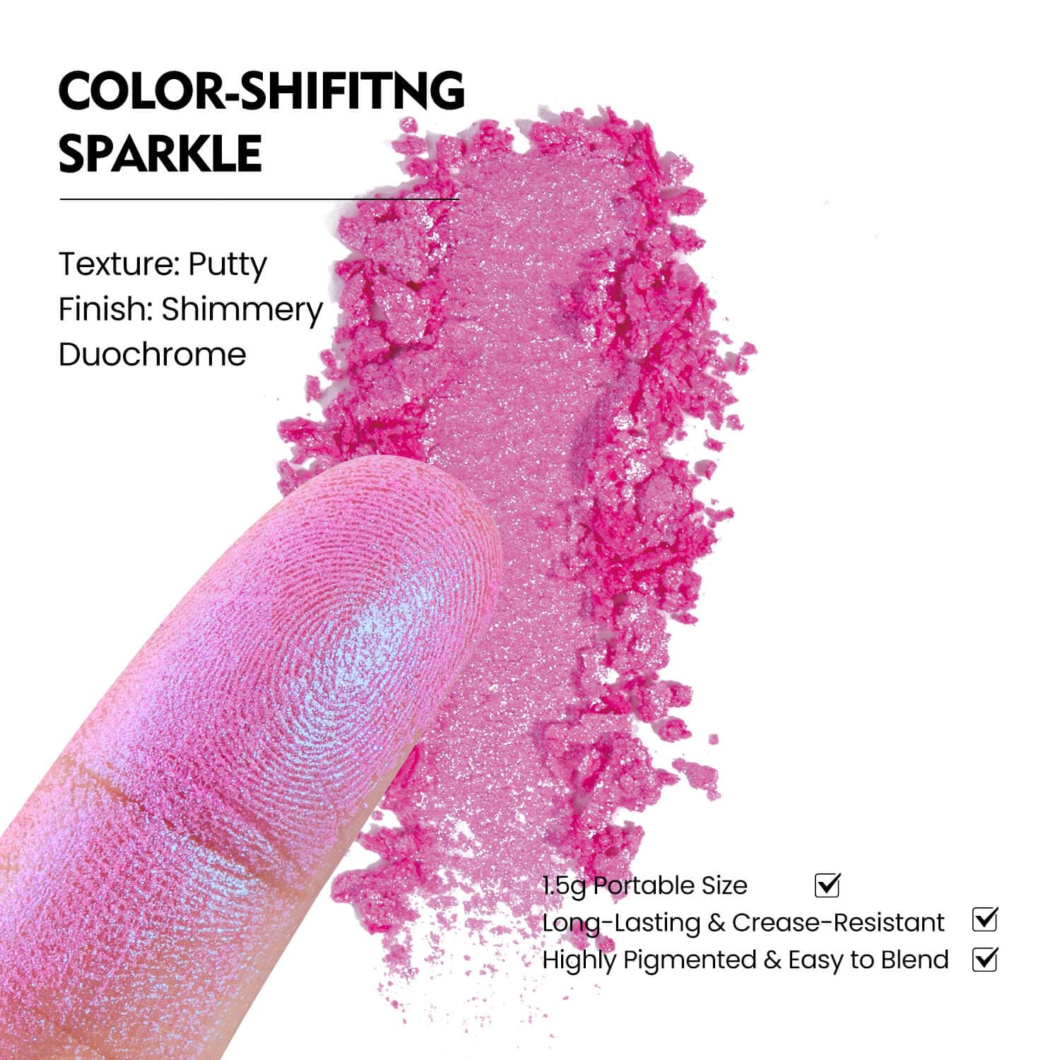 Chameleon Single Eyeshadow,Soft Pink-White,Pressed Powder,High Pigment,Smudge-Proof, Smooth Blend, All-Day Wear,Square Pan,Fits Magnetic Palettes(Opal Kiss)-BrightBean Baby