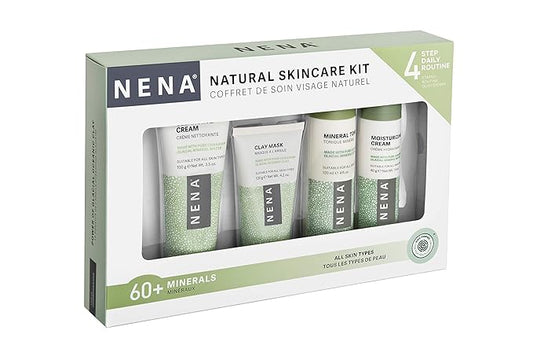 NENA Natural Skincare Kit | 4-Piece Daily Skin Essentials for Women & Men - for Dry, Oily, Normal and Sensitive Skin | EWG Verified, Cruelty Free & Vegan-Friendly-BrightBean Baby