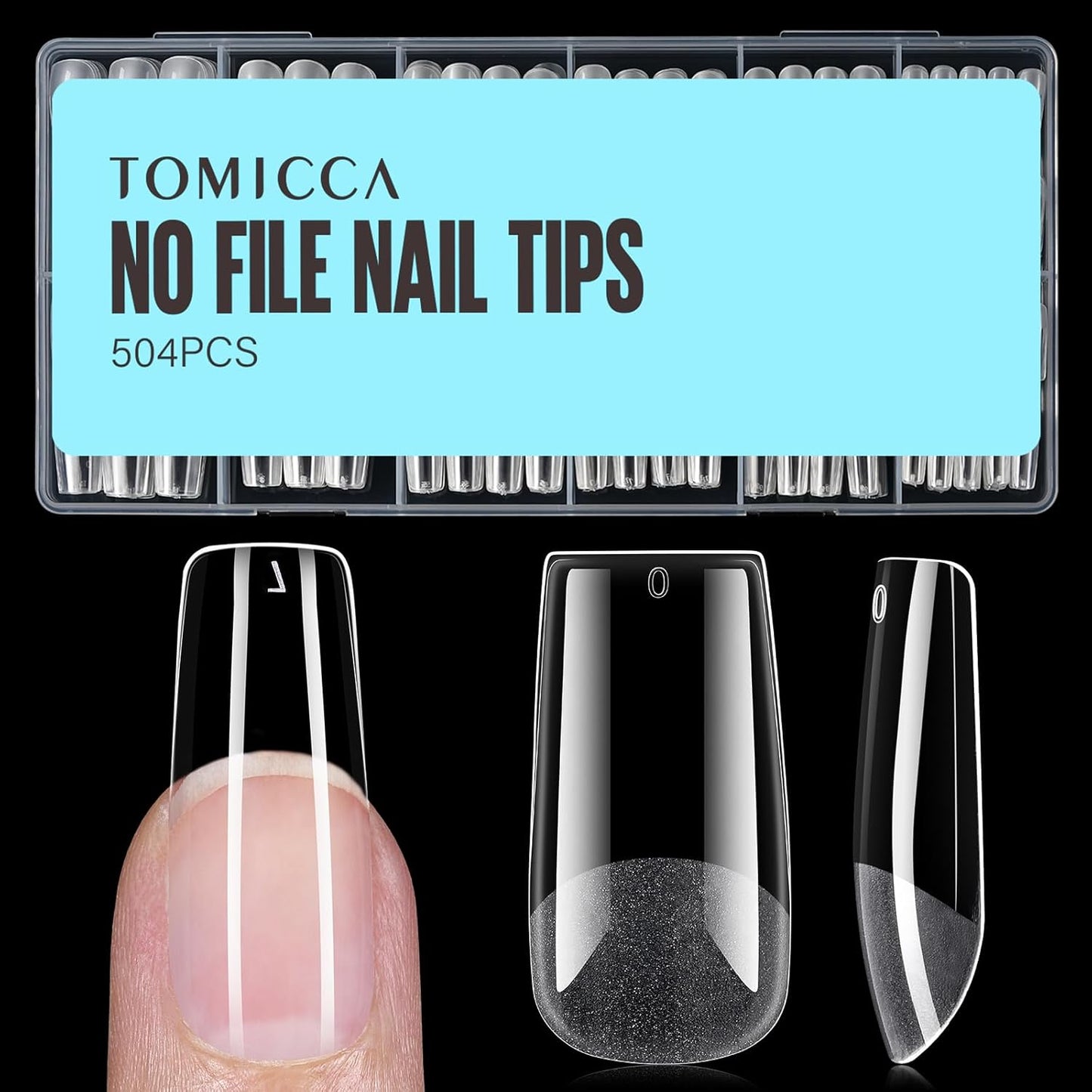 TOMICCA Medium Square Nail Tips, 504Pcs Half Matte Press on Full Cover Acrylic Nails, 12 Sizes Pre-Shape Soft Acrylic Fake Nail Tips for Nail Extension Art Home DIY Nail Salon-BrightBean Baby