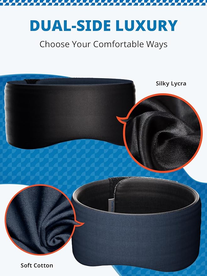 Sleep Mask, Eye Mask for Sleeping, Upgrade Ultra-Soft Blackout Eye Cover for Women Men, Wider Adjustable Strap for Side Sleeper, Travel, Nap, Yoga, Relief Eye, Black-BrightBean Baby